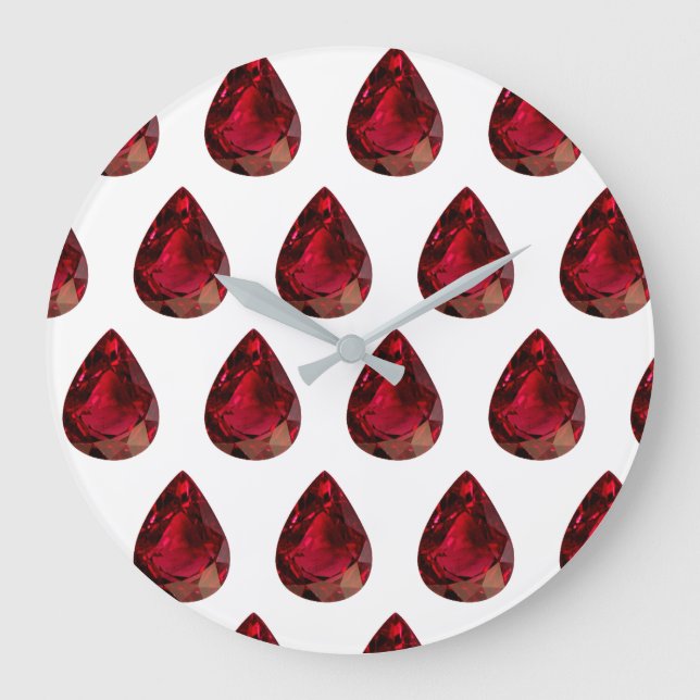 Reloj Redondo Grande Patrón Ruby Gemstone, Reloj grande Birthstone de j (Anverso)