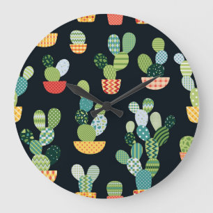 Reloj Redondo Grande Patrón sin problemas de las plantas de cactus