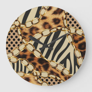 Reloj Redondo Grande Patrón sin soldadura de impresión de animales leop