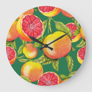 Reloj Redondo Grande Patrón sin soldadura de los pomelos dibujados a ma