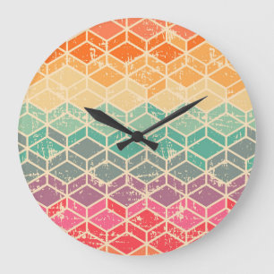 Reloj Redondo Grande Patrón sin soldadura Tetragonal Geométrico Grunge
