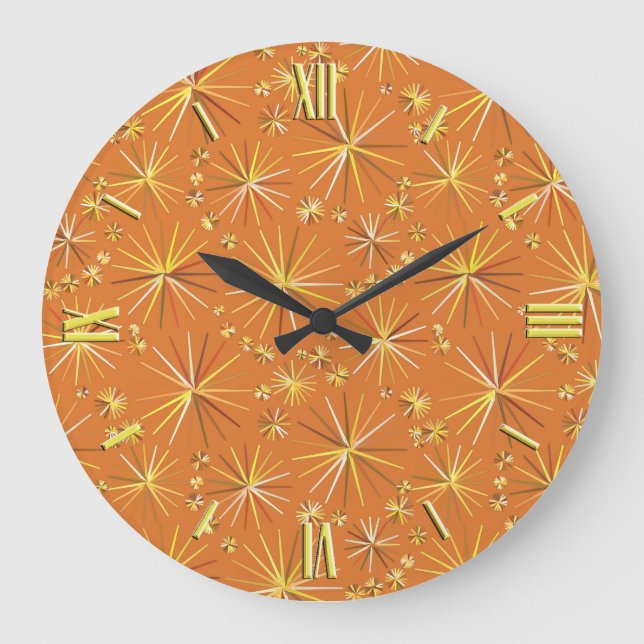 Reloj Redondo Grande Patrón sputnik de mediados de siglo, Terracotta (Anverso)