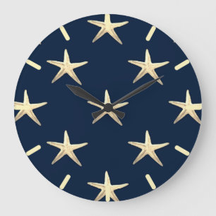 Reloj Redondo Grande Patrón Starfish sobre fondo sólido