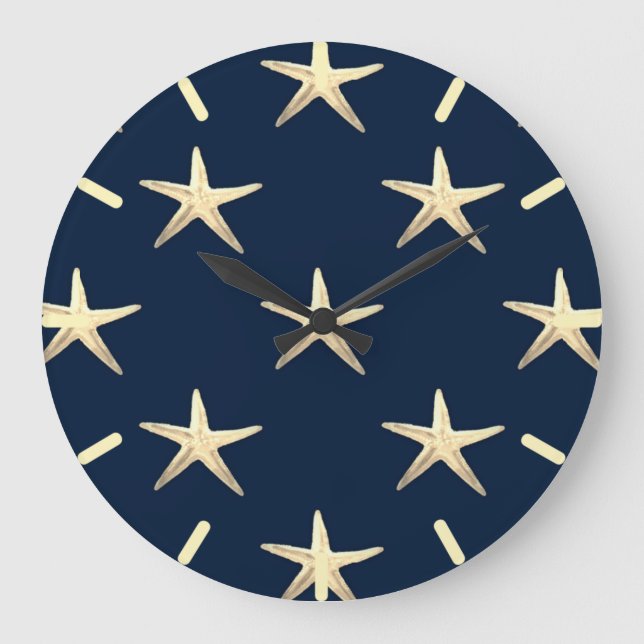 Reloj Redondo Grande Patrón Starfish sobre fondo sólido (Anverso)