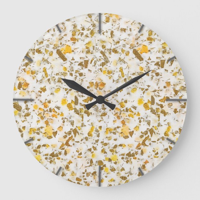 Reloj Redondo Grande Patrón Terrazzo de espectros modernos amarillos y  (Anverso)