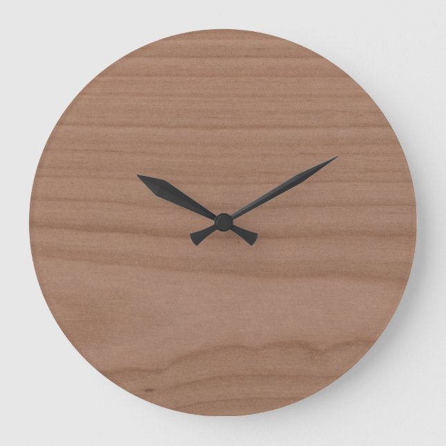 Reloj Redondo Grande Patrón textil de madera clara Madera de cerezo (Anverso)