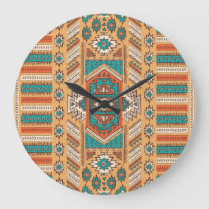 Reloj Redondo Grande Patrón tribal, perfecto para la decoración.