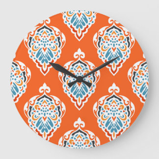 Reloj Redondo Grande Patrón vintage de damasco festivo, diseño elegante