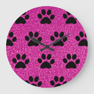 Reloj Redondo Grande Patrones de impresión de hojas de papel Purpurina