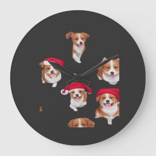 Reloj Redondo Grande patrones divertidos de Navidad yule yuletide camis