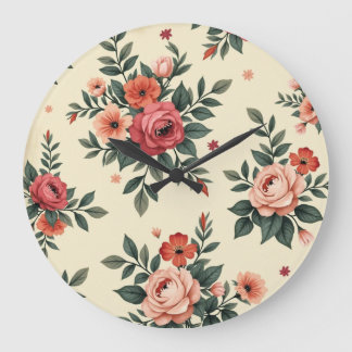 Reloj Redondo Grande Patrones florales de época con elegancia clásica