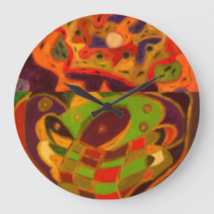 Reloj Redondo Grande Patrones mixtos color tierra diseño caprichoso