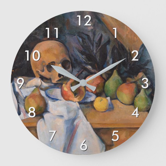 Reloj Redondo Grande Paul Cezanne - Todavía la vida con Skull (Anverso)