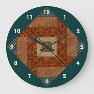 Reloj Redondo Grande Pavimento colonial en DK. Verde y moho Brown