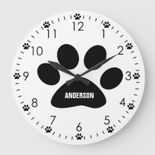 Reloj Redondo Grande Paw de perro personalizada
