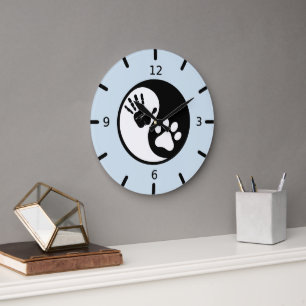Reloj Redondo Grande Paw Hand Yin Yang
