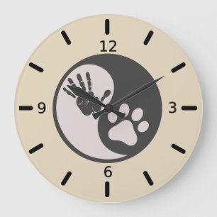Reloj Redondo Grande Paw Mano Yin Yang