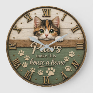Reloj Redondo Grande Paws Make This House a Home Cute Kitten Cat