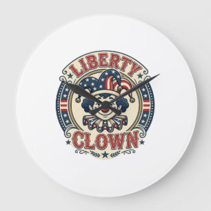Reloj Redondo Grande Payaso de la Libertad Patriótico Patriótico Clownc
