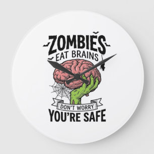 Reloj Redondo Grande Payaso Zombie Come Cerebros Estás Seguro Halloween