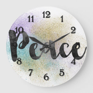 Reloj Redondo Grande Paz Brillo Aqua Purpura Oro Falso
