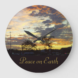 Reloj Redondo Grande Peace on Earth Wall Clock de RoseWrites