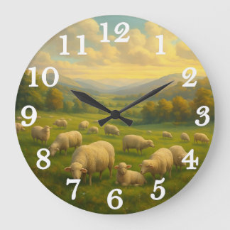 Reloj Redondo Grande Peaceful sheep in pastoral meadow