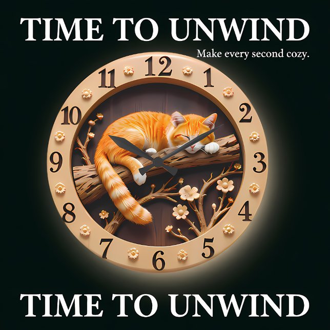 Reloj Redondo Grande Peaceful Sleeping Orange Tabby Cat (Subido por el creador)