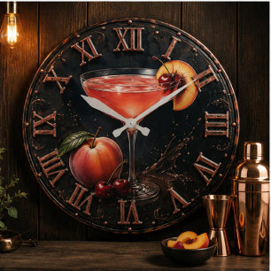 Reloj Redondo Grande Peach Bellini Cocktail Bar Decor