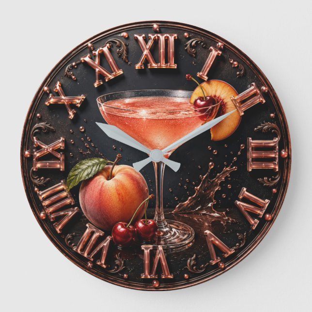 Reloj Redondo Grande Peach Bellini Cocktail Bar Decor  (Anverso)