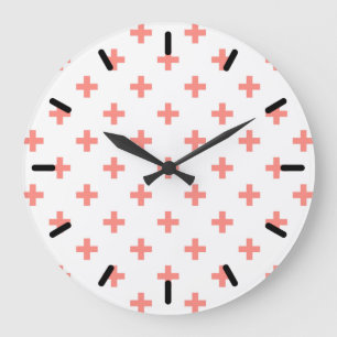 Reloj Redondo Grande Peach polka cruza sobre blanco