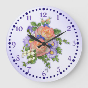 Reloj Redondo Grande Peach Rose Bouquet