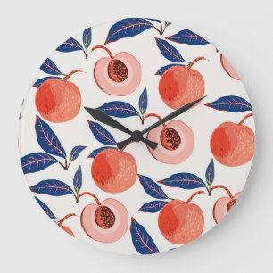 Reloj Redondo Grande Peaches Apricot Sale Fondo Crema