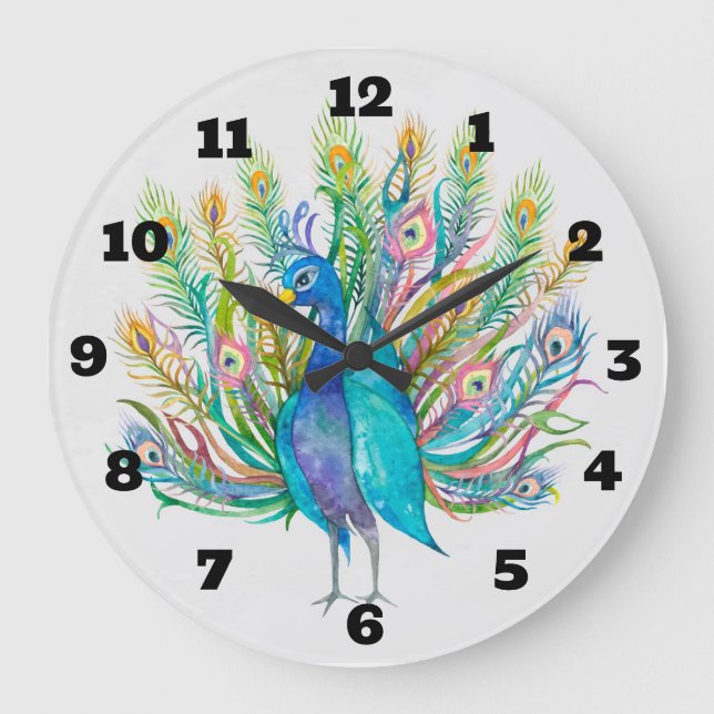 Reloj Redondo Grande Peacock acuático (Anverso)