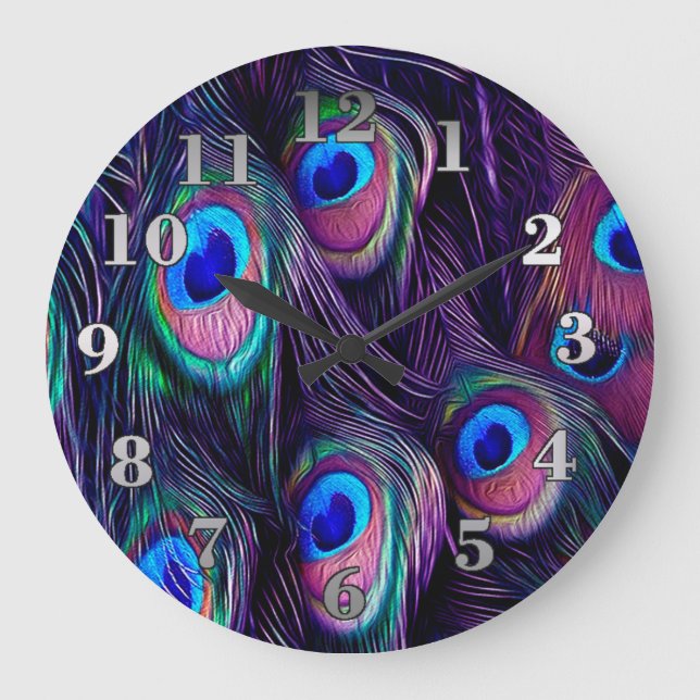 Reloj Redondo Grande Peacock Feather (Anverso)