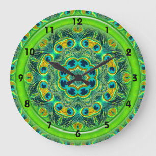 Reloj Redondo Grande PEACOCK FEATHER KALEIDOSCOPE Clock
