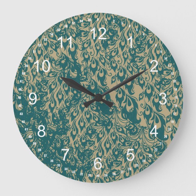 Reloj Redondo Grande Peacock Feathers (Anverso)