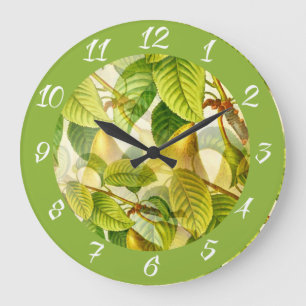 Reloj Redondo Grande Pear Tree Branches & Pears Pattern