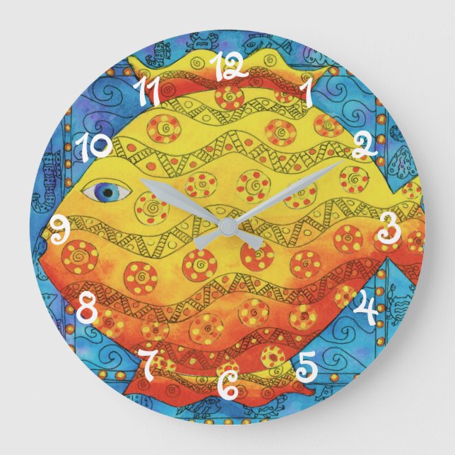 Reloj Redondo Grande Peces con estampado (Anverso)