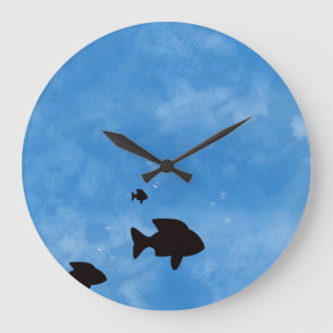 Reloj Redondo Grande Peces en el abismo de la pared del Mar Azul