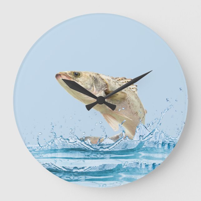Reloj Redondo Grande peces grandes saltando del agua (Anverso)