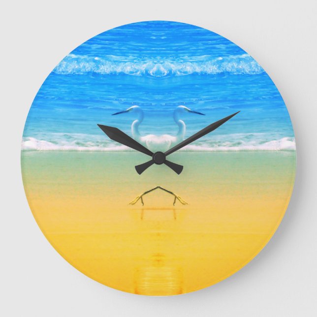 Reloj Redondo Grande Pelicans Love On The Beach  (Anverso)