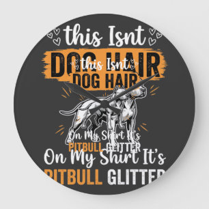 Reloj Redondo Grande Pelo de perro Pitbull con brillo Perro divertido