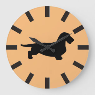Reloj Redondo Grande Pelo duro de Dachshund - Silhouette 1