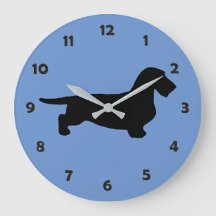 Reloj Redondo Grande Pelo duro de Dachshund - Silhouette 1