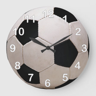 Reloj Redondo Grande Pelota de fútbol blanca y negra