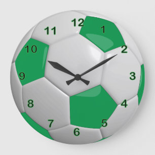Reloj Redondo Grande Pelota de fútbol  Verde