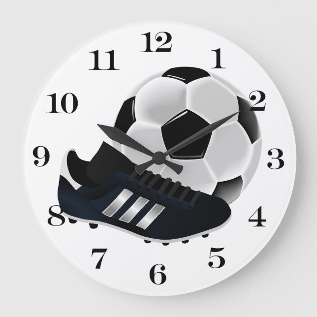 Reloj Redondo Grande Pelota de fútbol y zapato (Anverso)