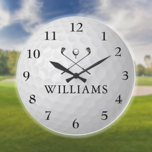 Reloj Redondo Grande Pelota de golf con nombre personalizado