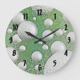 RELOJ REDONDO GRANDE PELOTAS DE GOLF ABSTRACTAS